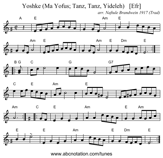 Yoshke (Ma Yofus; Tanz, Tanz, Yideleh)   [Efr] - staff notation