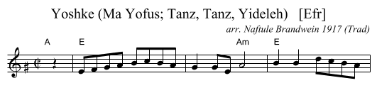 Yoshke (Ma Yofus; Tanz, Tanz, Yideleh)   [Efr] - staff notation