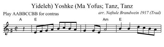Yoshke (Ma Yofus; Tanz, Tanz, Yideleh) - staff notation