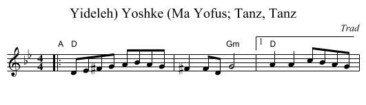 Yoshke (Ma Yofus; Tanz, Tanz, Yideleh) - staff notation