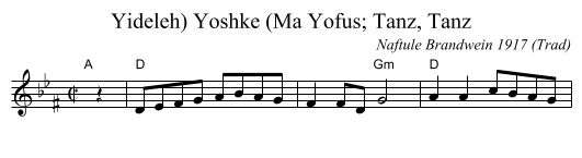 Yoshke (Ma Yofus; Tanz, Tanz, Yideleh) - staff notation
