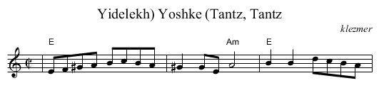 Yoshke (Tantz, Tantz, Yidelekh) - staff notation