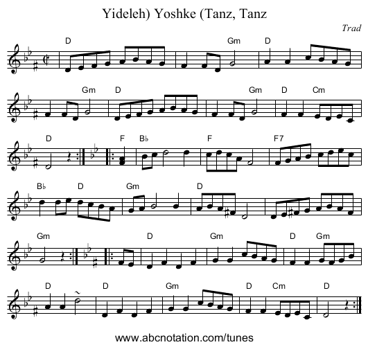 Yoshke (Tanz, Tanz, Yideleh) - staff notation