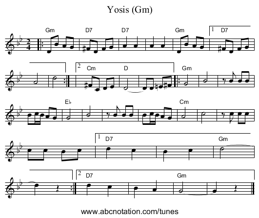 Yosis (Gm) - staff notation