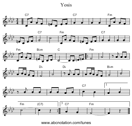 Yosis - staff notation
