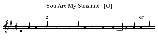 You Are My Sunshine   [G] - staff notation