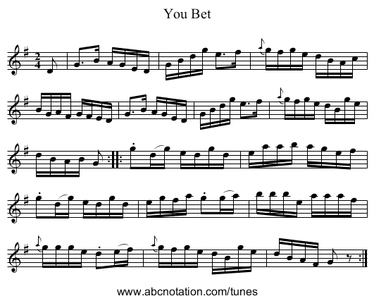 You Bet - staff notation