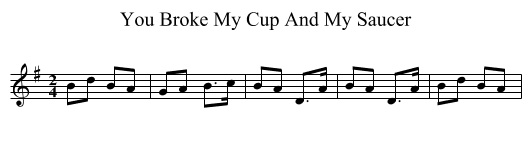 You Broke My Cup And My Saucer - staff notation