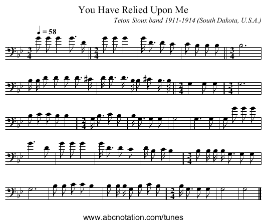 You Have Relied Upon Me - staff notation