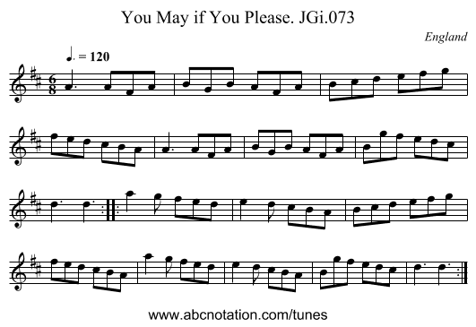 You May if You Please. JGi.073 - staff notation