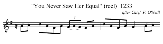 You Never Saw Her Equal (reel)  1233 - staff notation