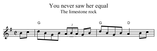 You never saw her equal - staff notation