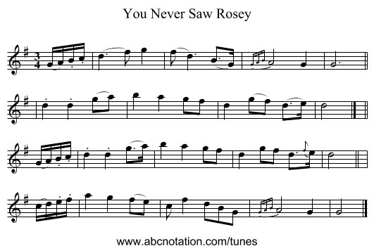 You Never Saw Rosey - staff notation