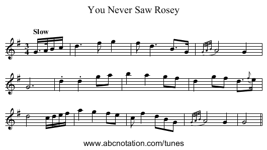 You Never Saw Rosey - staff notation