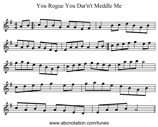 You Rogue You Dar'n't Meddle Me - staff notation