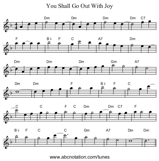 You Shall Go Out With Joy - staff notation
