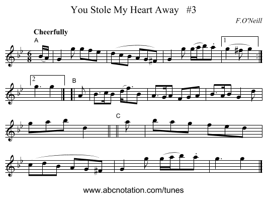 You Stole My Heart Away   #3 - staff notation