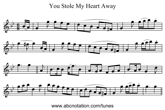 You Stole My Heart Away - staff notation