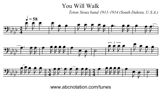 You Will Walk - staff notation