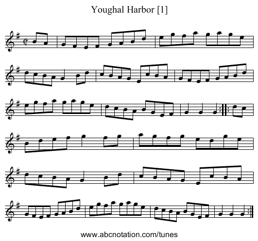 Youghal Harbor [1] - staff notation