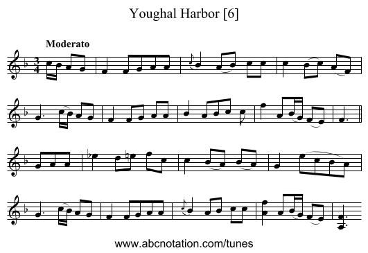 Youghal Harbor [6] - staff notation