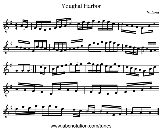 Youghal Harbor - staff notation
