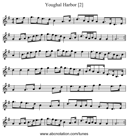 Youghal Harbor	[2] - staff notation