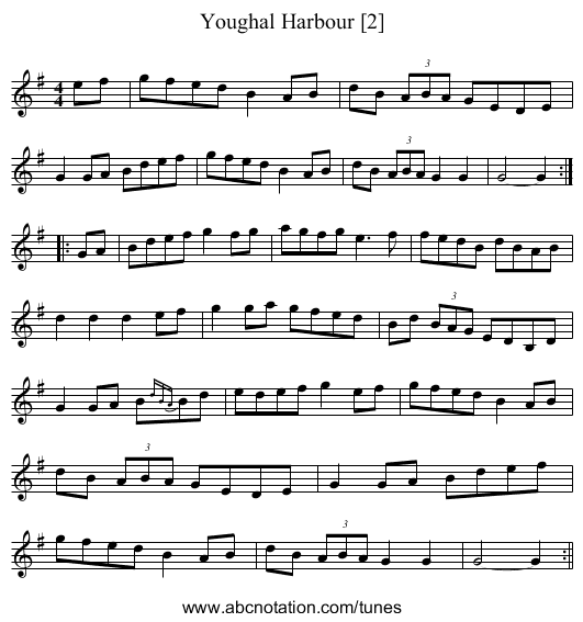 Youghal Harbour [2] - staff notation