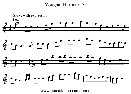 Youghal Harbour [3] - staff notation