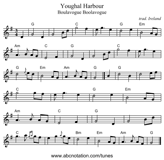 Youghal Harbour - staff notation
