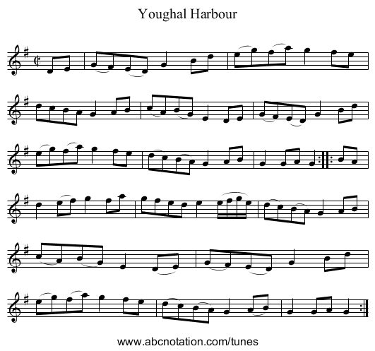Youghal Harbour - staff notation