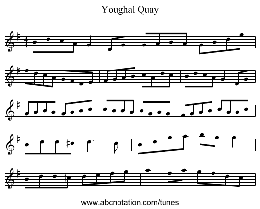 Youghal Quay - staff notation
