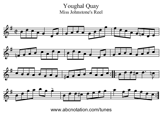 Youghal Quay - staff notation