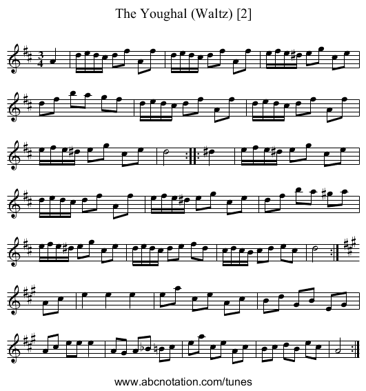 Youghal (Waltz) [2], The - staff notation