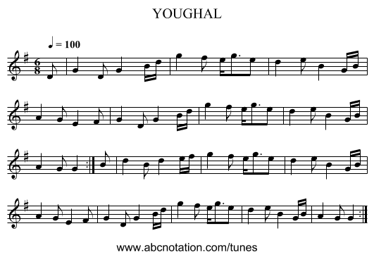 YOUGHAL - staff notation