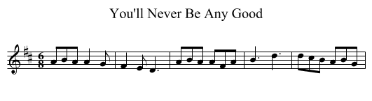You'll Never Be Any Good - staff notation