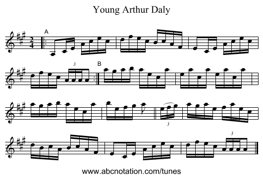 Young Arthur Daly - staff notation