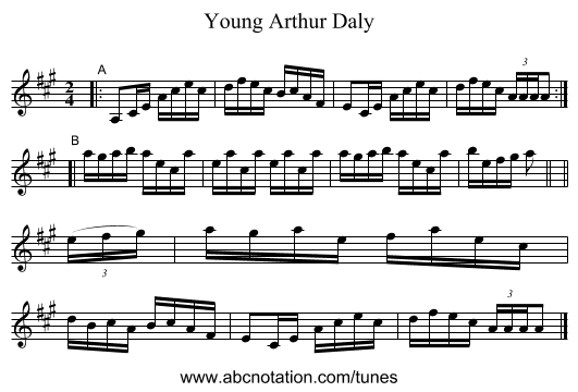 Young Arthur Daly - staff notation