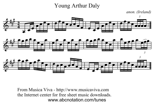 Young Arthur Daly - staff notation