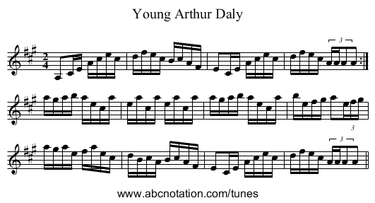 Young Arthur Daly - staff notation