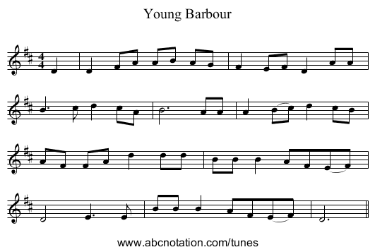 Young Barbour - staff notation