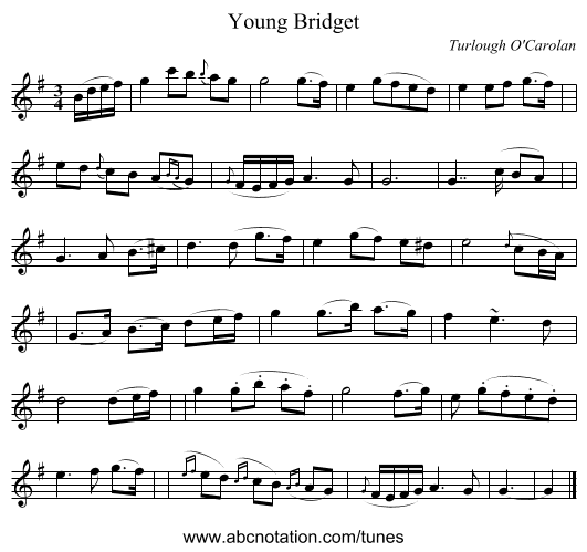 Young Bridget - staff notation