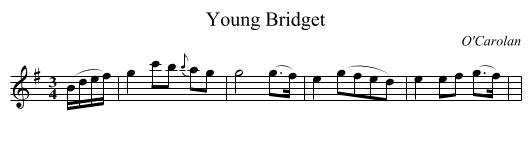 Young Bridget - staff notation