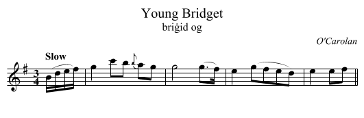 Young Bridget - staff notation