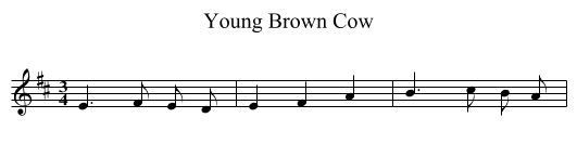 Young Brown Cow - staff notation