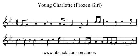 Young Charlotte (Frozen Girl) - staff notation