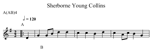 Young Collins, Sherborne - staff notation