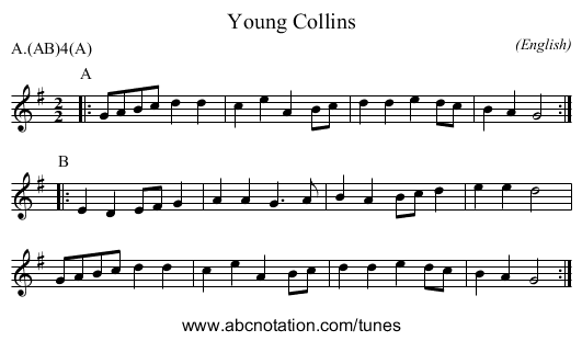 Young Collins - staff notation