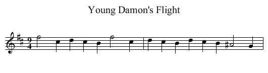 Young Damon's Flight - staff notation