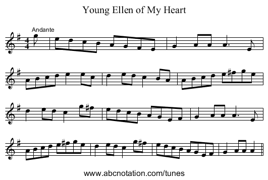 Young Ellen of My Heart - staff notation